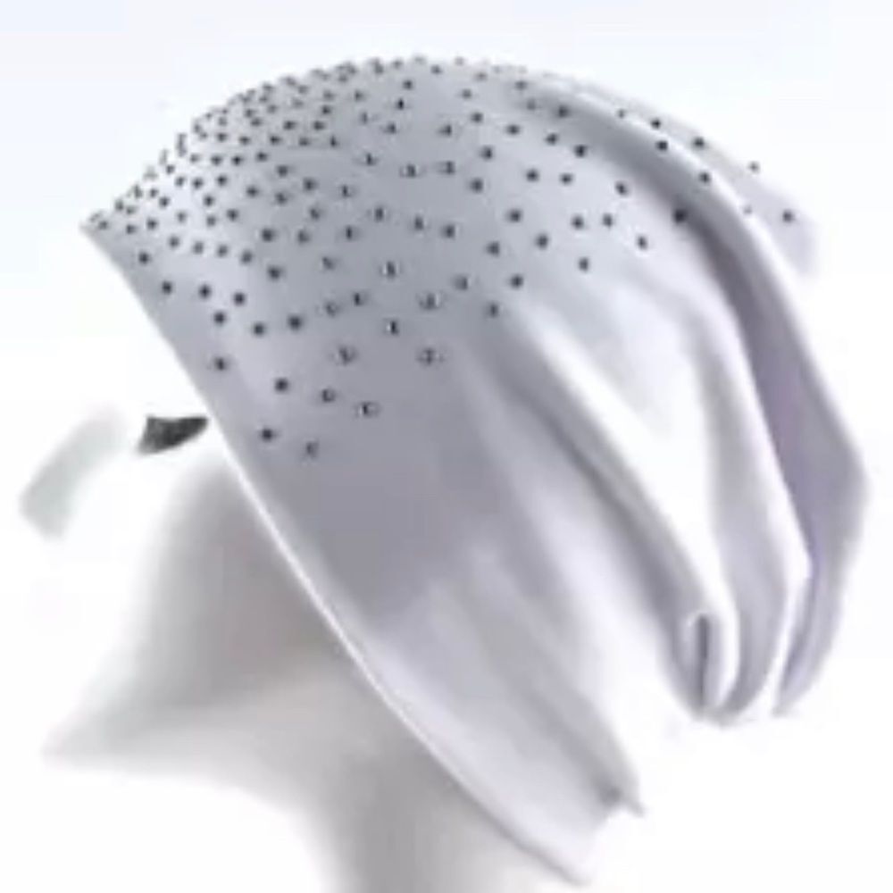 White Studded Spiked Rhinestones Lightweight Cotton Beanie Cap - NEW